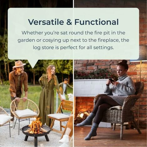 Idooka Circular Round Log Basket Storage Outdoor Indoor Fireplace Accessories Store - 8200380 - Image 4