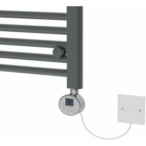 Prefilled Thermo LCD Display Electric Heated Towel Rail Straight Rads Radiator 700x400mm - 300W - Anthracite - Image 4