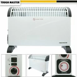 TOUGH MASTER 2KW Convector Heater 3 Adjustable Setting Thermostat White Radiator