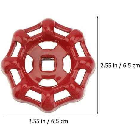 Red Iron Valve Handwheel 7x7mm Top Shutoff Valve Handles Angle Seat Valve Straight Seat Valve Straight Seat Valve Water Pipe - Image 2