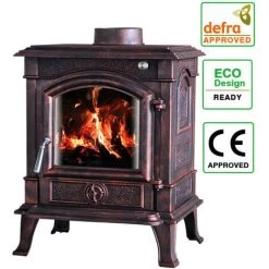 8KW Woodburning Stove Cast Iron Log Burner Fireplace Eco Design Dafra Approved Antique Bronze