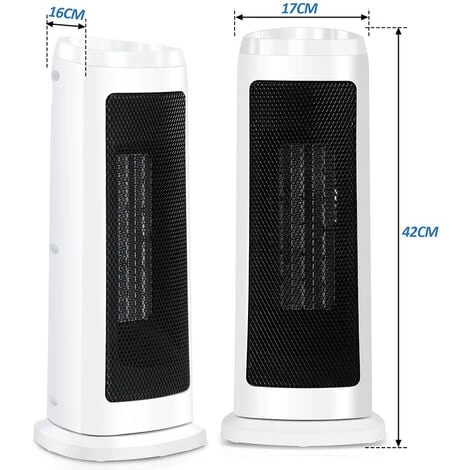 VINGO PTC Space Fan Heater 2000W Electric Home Office Warmer White - Image 2