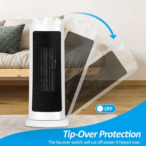 VINGO PTC Space Fan Heater 2000W Electric Home Office Warmer White - Image 3