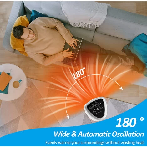 VINGO PTC Space Fan Heater 2000W Electric Home Office Warmer White - Image 4