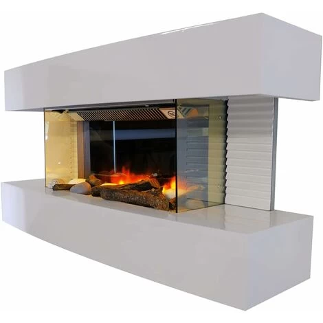 Design Lounge Medium Wall-Mounted Electric Fireplace - White - Designed In France - 2 Year Warranty - Image 2