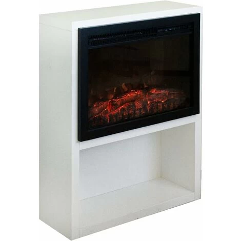 Free-standing Electric Fireplace With Heater, Realistic LED Flame EffectArtificial Fire With Switchable Heating Radiator