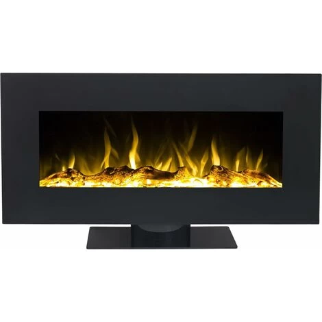 Lightning Electric Wall Mounted Fireplace With Realistic LED Flame Effect Heater Artificial Fire With Switchable Heating Radiator, Thermostat With Decoration