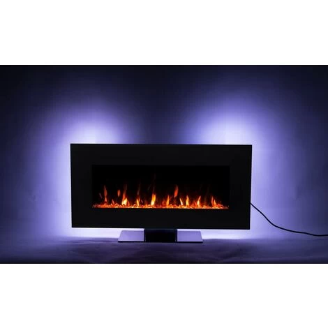 Lightning Electric Wall Mounted Fireplace With Realistic LED Flame Effect Heater Artificial Fire With Switchable Heating Radiator, Thermostat With Decoration - Image 2