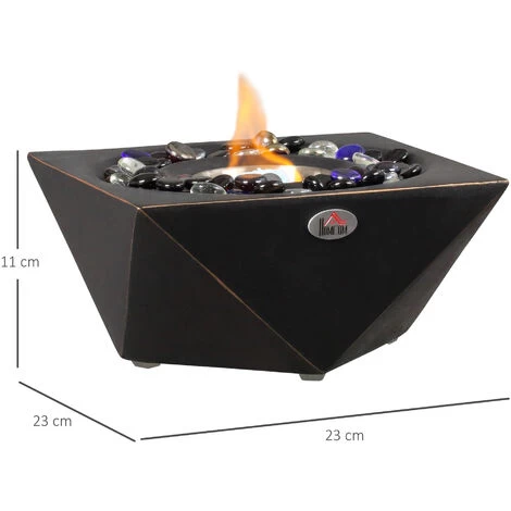 HOMCOM Tabletop Bio Ethanol Fireplace With 0.4L Tank And Fire Cover, Black - Image 2