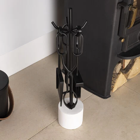 Birch Fireside Companion Set With Stand Poker Shovel Brush Tongs Tool Stand Iron - Image 2