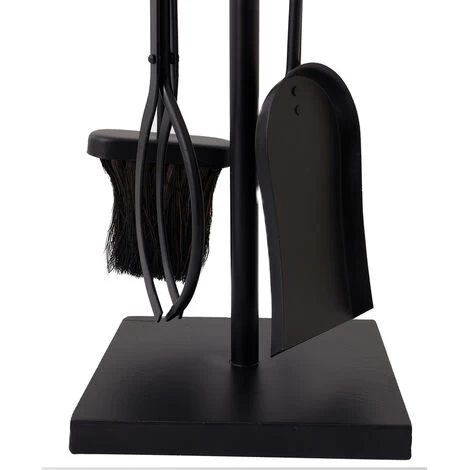 Redbud Fireside Companion Set Iron Tool Stand Aluminum Handles Square Base Black - Image 3