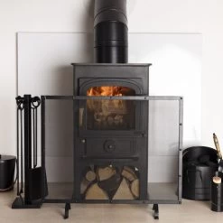 Aspen Fireguard Contemporary Iron Silver Mesh Black Boarder Matte Finish