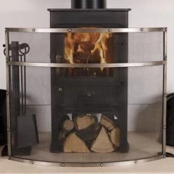 Holly Fireguard Rectangular Iron Contemporary Silver Gloss Mesh Centre