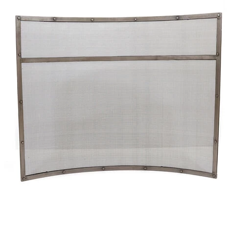 Holly Fireguard Rectangular Iron Contemporary Silver Gloss Mesh Centre - Image 4