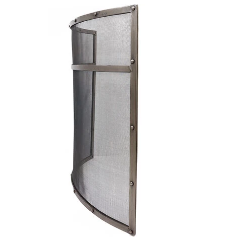 Holly Fireguard Rectangular Iron Contemporary Silver Gloss Mesh Centre - Image 5