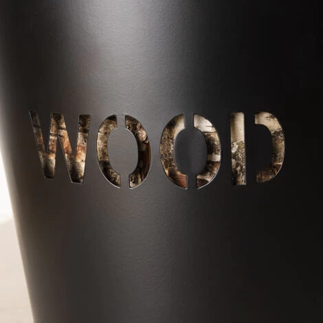 Rowan Small Leather Handled Fireside Wood Bucket Classic Style Iron Suede - Image 2