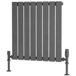 Traderad Flat Tube Steel Anthracite Horizontal Designer Radiator 600mm H X 600mm W Single Panel - Central Heating