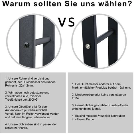 Melko Firewood Rack Firewood Rack Firewood Stand Height-adjustable Feet Iron Black 150x100cm Firewood Rack Firewood Holder - Image 4