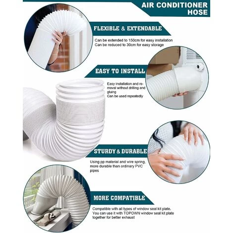 Mobile Air Conditioner Hose 13cm Diameter PP Material Expandable Drain Hose 200cm Length Mobile Air Conditioner Extension Pipe - Image 2