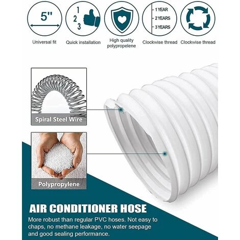 Mobile Air Conditioner Hose 13cm Diameter PP Material Expandable Drain Hose 200cm Length Mobile Air Conditioner Extension Pipe - Image 3