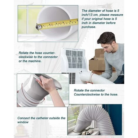 Mobile Air Conditioner Hose 13cm Diameter PP Material Expandable Drain Hose 200cm Length Mobile Air Conditioner Extension Pipe - Image 5