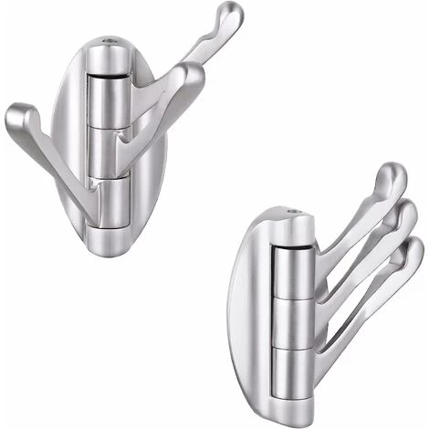 2 PCS Towel Hooks, One Angle Flexible Metal Coat Hook, Bath Towel Holder, Heavy Duty Coat Hanger