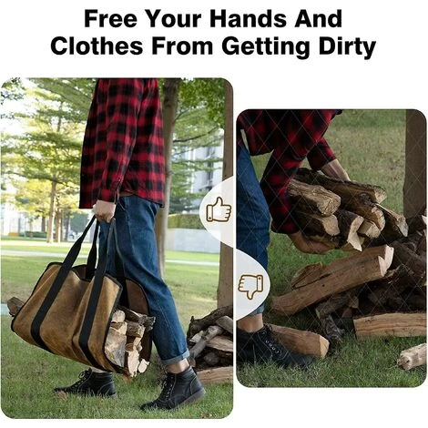 Large Canvas Firewood Carrier Bag Firewood Carrier Bag For Indoor Outdoor Use Storage Bag With Handles - Image 4