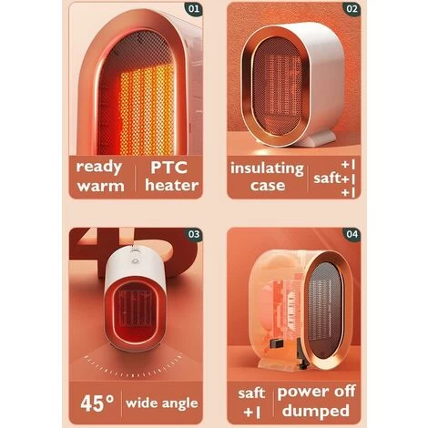 Bathroom Fan Heater PTC 1200W Ceramic Electric Heater Fan Heater Booster Heater Multiple Protection Safety Thermostat Rear Handle - Image 4