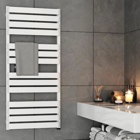 Bathroom Electric Towel Radiator Designer Heated Towel Rail Flat Panel White