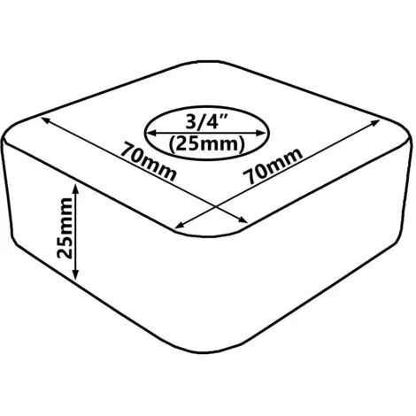 Chrome Plated Steel 3/4 Collar Square Shaped Rose Cover Rosette 25mm Height - Image 2