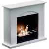 Firenze Freestanding Bioethanol Eco Fireplace With Wood Fire Surround - 30L X 100W X 90H - Timber/Stainless Steel - White
