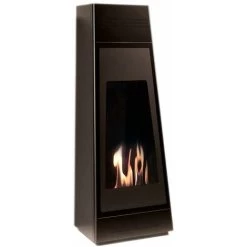 Tokyo Freestanding Bioethanol Eco Fireplace - 40L X 45.6W X 123.35H - Stainless Steel/Glass - Black