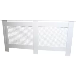 Radiator Cover White MDF Trellised Grill Modern Cabinet Shelf