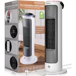 Monzana Ceramic Fan Heater 2000W 4 Operating Modes 15-35°C Energy-Saving 70° Oscillation Timer, Remote Control Electric Heating, Radiant Heater