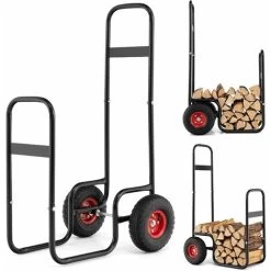 Indoor Outdoor Firewood Cart Rolling Firewood Log Carrier W/All-Terrain &Wheels