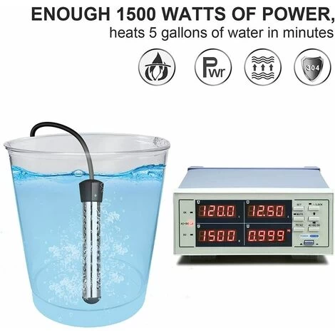 Immersion Water Heater, 1500W Submersible Immersion Water Heater With 304 Stainless Steel Full Guard, Bucket Heater Heats 5 Gallons Of Water In Black Mimutes。。 - Image 3