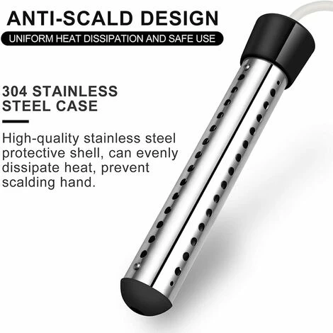 Immersion Water Heater, 1500W Submersible Immersion Water Heater With 304 Stainless Steel Full Guard, Bucket Heater Heats 5 Gallons Of Water In Black Mimutes。。 - Image 4