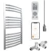 Bray Curved Chrome Dual Fuel Towel Rail With Thermostat, Timer + WiFi Control, 800-500