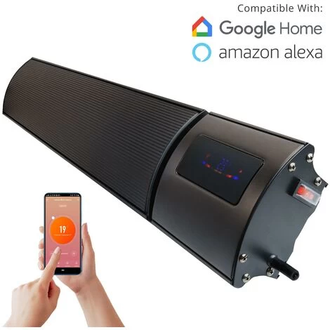 Mirrorstone Wi-Fi & Remote Controlable Black 1200w Bar Infrared Heater (90cm X 15cm X 6.3cm) Energy Saving Indoor & Outdoor - Image 2