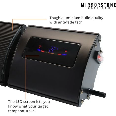 Mirrorstone Wi-Fi & Remote Controlable Black 1200w Bar Infrared Heater (90cm X 15cm X 6.3cm) Energy Saving Indoor & Outdoor - Image 3