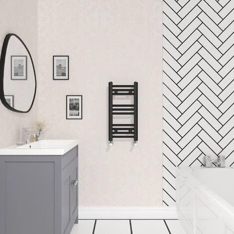 Bathroom Straight Heated Towel Rail Radiator Ladder Warmer Heating Black 600x300mm
