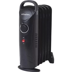 Schallen Black Portable Electric Slim Oil Filled Radiator Heater With Adjustable Temperature Thermostat, 3 Heat Settings & Safety Cut Off (800W 6 Fin)