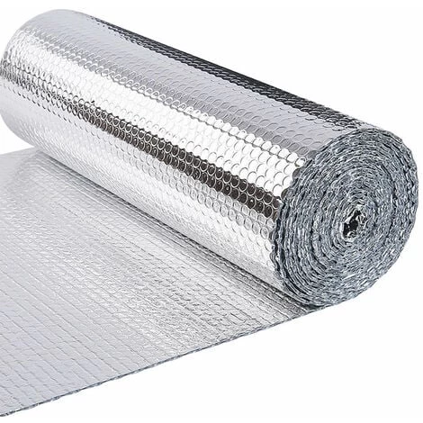 VOUNOT Insulation Roll Radiator Foil 10m X 60cm X 3mm, Double Aluminum Bubble Foil
