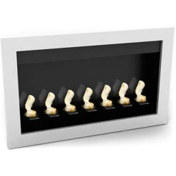 Contemporary Wall-Mounted Ethanol Fireplace - VPF-FD50-WHITE White Glass, Stainless Steel