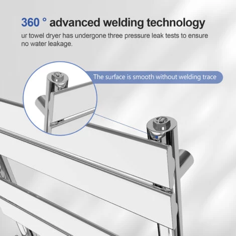 Meykoers Flat Panel Chrome Heated Towel Rail Bathrooms Heating Radiator 800x500mm - Image 3