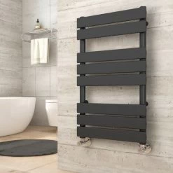 Heilmetz Flat Panel Heated Towel Rail Anthracite - 800 X 450mm