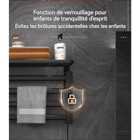 Wall Mounted Electric Towel Rail Heated Towel Rail 80W Low Consumption IP45 Electric Towel Rack With Timer Electric Towel Dryer Radiator Bathroom,Black - Image 5