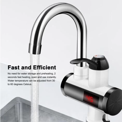 3000W Instant Hot Water Faucet Electric Water Heater Tap With LED Digital Display Kitchen Bathroom Water Heating Faucet IPX4 Waterproof 360° Rotatable 220V - Image 4
