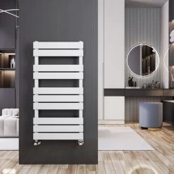 Meykoers Flat Panel Heated Towel Rail White Wall Mounted Heating Radiator 1000x500mm