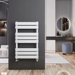Meykoers Flat Panel Heated Towel Rail White Wall Mounted Heating Radiator 800x500mm